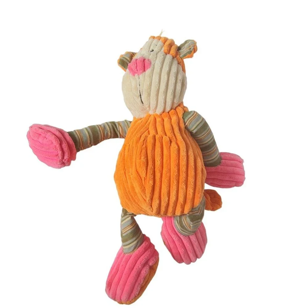 Fiesta 15” Colorful Corduroy Ribbed Monkey Plush stuffed Toy Well Loved See Pics